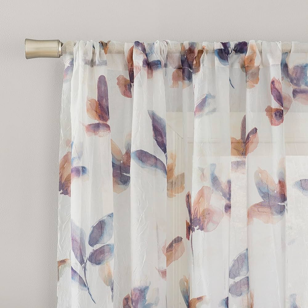 Amazon.com: No. 918 Ellie Floral Print Sheer Rod Pocket